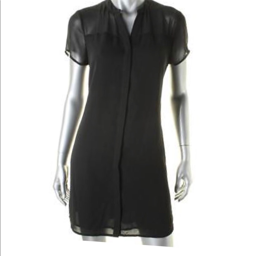 New Aqua Black Chiffon Short sleeve dress